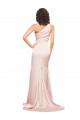 Sleeveless One Shoulder Silky Satin Pink Long Black Tie Formal Dress