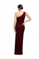 Sleeveless One Shoulder Stretch Crepe Burgundy Gold Long Black Tie Formal Dress