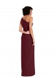 Sleeveless One Shoulder Stretch Crepe Burgundy Gold Long Formal Dress
