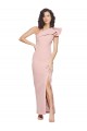 Sleeveless One Shoulder Stretch Crepe Mauve Long Formal Dress