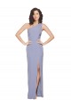 Sleeveless One Shoulder Stretch Crepe Smoke Blue Long Formal Dress