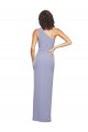 Sleeveless One Shoulder Stretch Crepe Smoke Blue Long Formal Dress