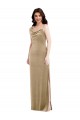 Sleeveless One Shoulder Stretch Velvet Champagne Long Black Tie Formal Dress