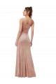Sleeveless One Shoulder Stretch Velvet Pink Long Black Tie Formal Dress