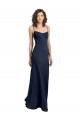 Sleeveless Scoop Neck Stretch Crepe Dark Navy Long Formal Dress