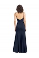 Sleeveless Scoop Neck Stretch Crepe Dark Navy Long Formal Dress