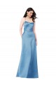 Sleeveless Square Neck Satin Sky Blue Long Formal Dress