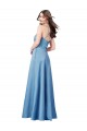 Sleeveless Square Neck Satin Sky Blue Long Formal Dress