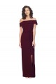 Sleeveless Square Neck Stretch Crepe Burgundy Gold Long Formal Dress