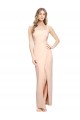 Sleeveless Square Neck Stretch Crepe Nude Long Formal Dress