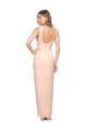 Sleeveless Square Neck Stretch Crepe Nude Long Formal Dress