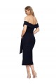 Sleeveless Square Neck Stretch Crepe Black Midi Length Formal Dress