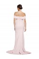 Sleeveless Square Neck Stretch Crepe Pink Sweep Train Formal Dress