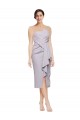 Sleeveless Strapless Stretch Crepe Arctic Lilac Cocktail Length High Low Formal Dress