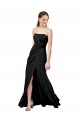 Sleeveless Strapless Stretch Crepe Black Long Formal Dress