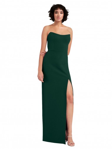 Affordable Sleeveless Strapless Stretch Crepe Midnight Green Long Formal Dress UK