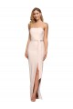 Sleeveless Strapless Stretch Crepe Nude Long Formal Dress