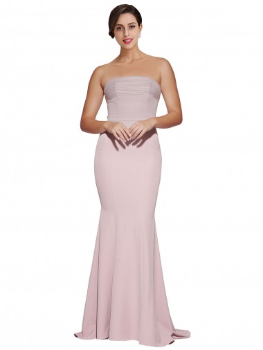 Affordable Sleeveless Strapless Stretch Crepe Mauve Sweep Train Formal Dress UK