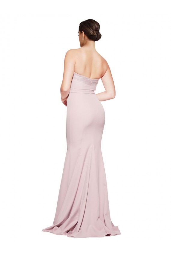 Sleeveless Strapless Stretch Crepe Mauve Sweep Train Formal Dress