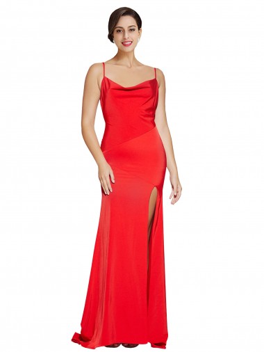 Affordable Sleeveless Strapless Stretch Satin Red Long Formal Dress UK