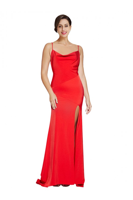 Sleeveless Strapless Stretch Satin Red Long Formal Dress