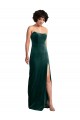 Sleeveless Strapless Stretch Velvet Dark Green Long Black Tie Formal Dress