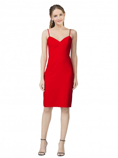 Affordable Sleeveless Sweetheart Stretch Crepe Red Cocktail Length Formal Dress UK