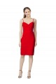 Sleeveless Sweetheart Stretch Crepe Red Cocktail Length Formal Dress