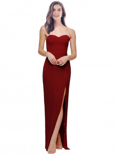 Affordable Sleeveless Sweetheart Stretch Crepe Burgundy Long Formal Dress UK