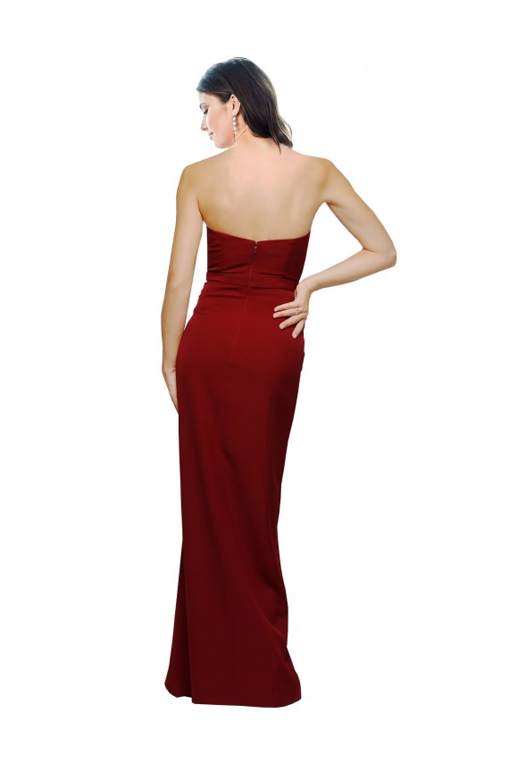 Sleeveless Sweetheart Stretch Crepe Burgundy Long Formal Dress