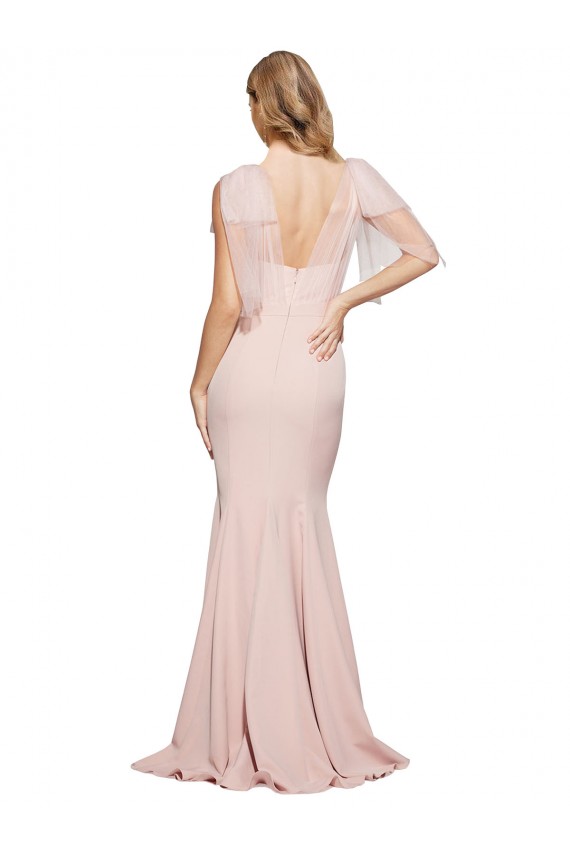 Sleeveless Sweetheart Stretch Crepe & Tulle Mauve Long Formal Dress