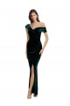 Sleeveless Sweetheart Stretch Velvet Dark Green Long High Low Formal Dress