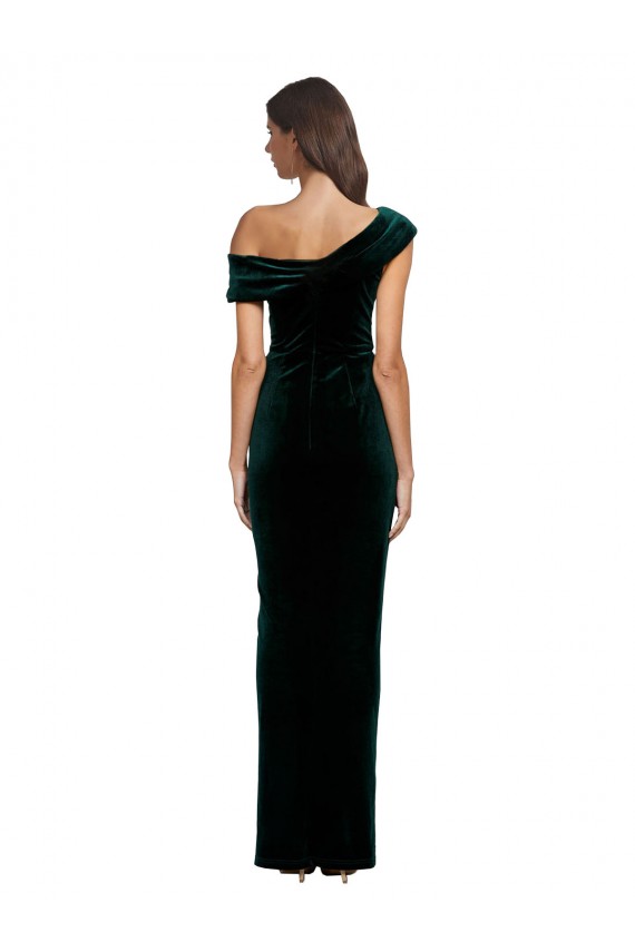 Sleeveless Sweetheart Stretch Velvet Dark Green Long High Low Formal Dress