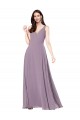 Sleeveless V-Neck Chiffon Dark Lavender Long Formal Dress