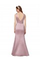 Sleeveless V-Neck Satin Burgundy Long Formal Gowns