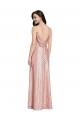 Sleeveless V-Neck Sequin Rose Gold Long Formal Dress