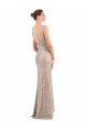 Sleeveless V-Neck Sequin & Sparkling Sequin Silver Long Formal Dress