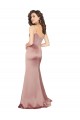 Sleeveless V-Neck Silky Satin Dusty Pink Long Black Tie Formal Dress