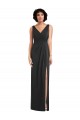 Sleeveless V-Neck Spandex Black Sheath Long Formal Dress