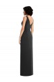 Sleeveless V-Neck Spandex Black Sheath Long Formal Dress