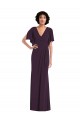 Split Sleeves V-Neck Spandex Grape Long Formal Dress