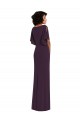 Split Sleeves V-Neck Spandex Grape Long Formal Dress
