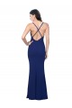 Sleeveless V-Neck Stretch Crepe Royal Blue Long Formal Gowns