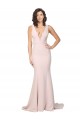 Sleeveless V-Neck Stretch Crepe Pink Sweep Train Black Tie Formal Gowns