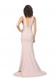 Sleeveless V-Neck Stretch Crepe Pink Sweep Train Black Tie Formal Gowns