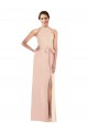 Sleeveless Halter Neck Stretch Crepe Nude Long Formal Dress