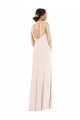 Sleeveless Halter Neck Stretch Crepe Pink Long Formal Dress