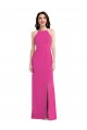 Sleeveless High Neck Stretch Crepe Fuchsia Long Formal Dress