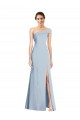 Sleeveless Off the Shoulder Stretch Crepe Light Sky Blue Long Formal Dress