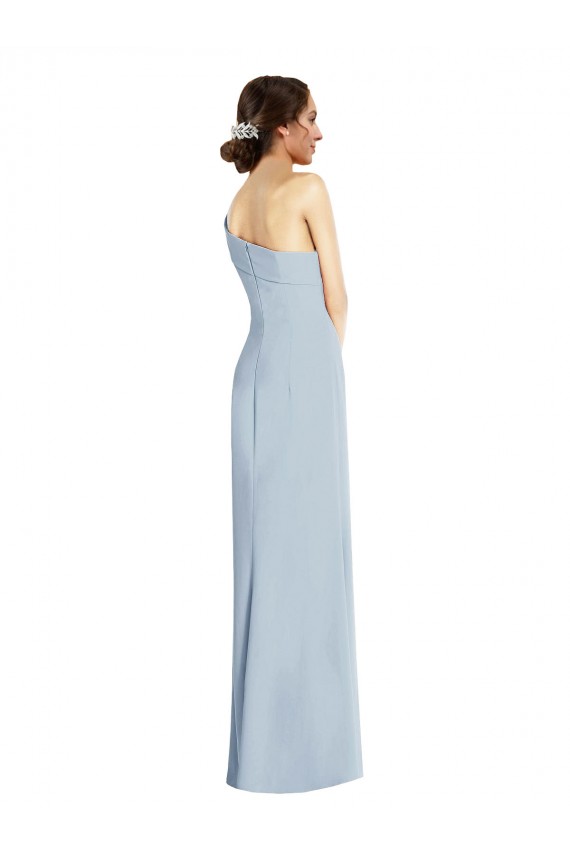 Sleeveless Off the Shoulder Stretch Crepe Light Sky Blue Long Formal Dress